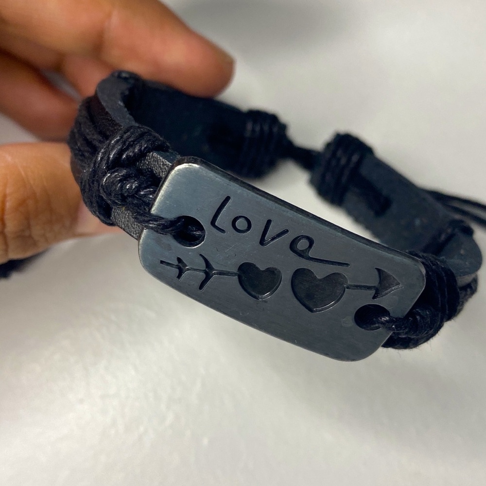 Leather Engraved Geo Decor Bracelet
